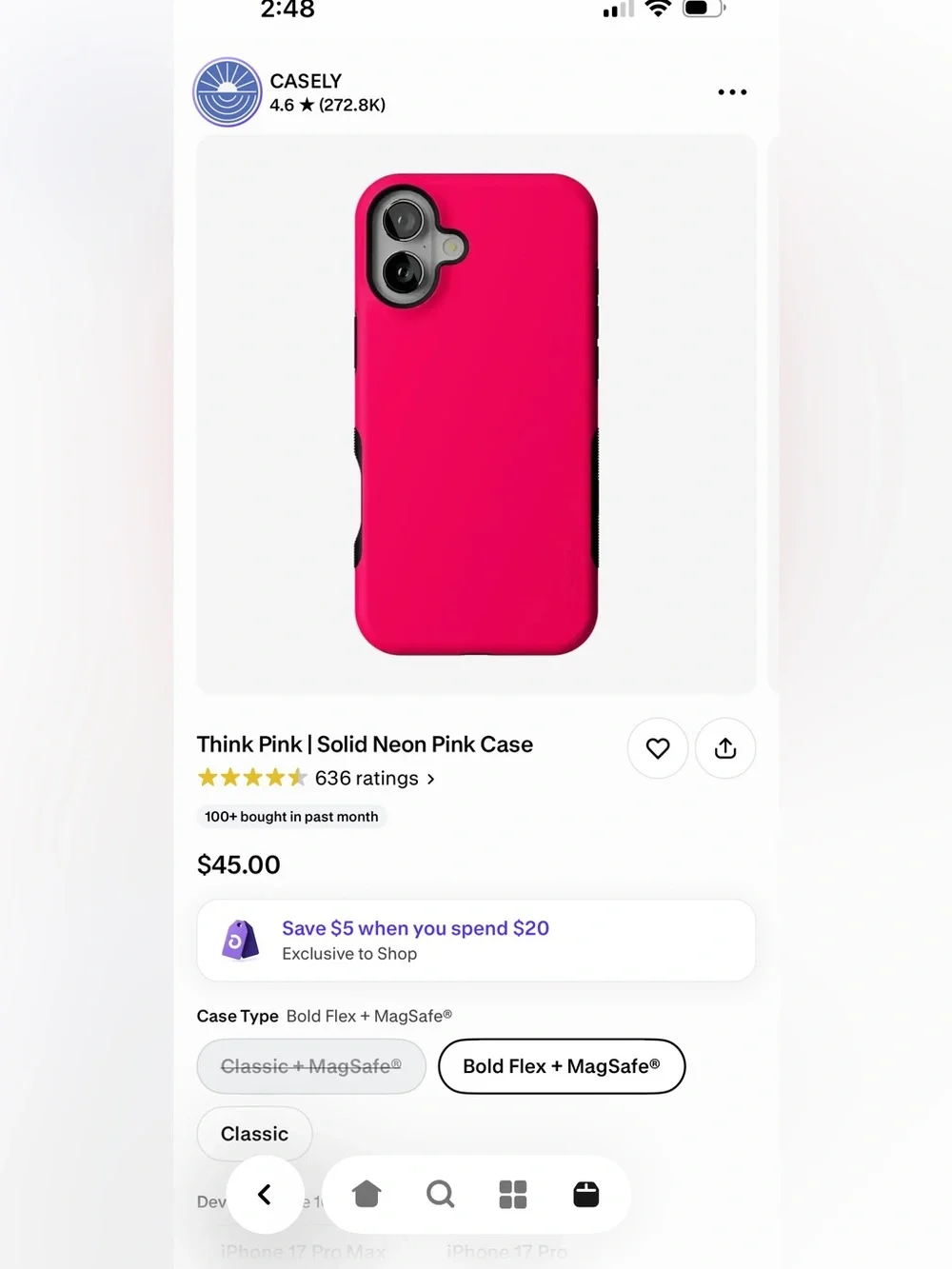 Casely Think Pink iPhone 16 Plus MagSafe Case – Open Box, Never Used